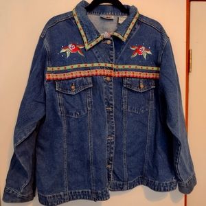Bill Blass  vintage women's denim floral jacket size 2XL